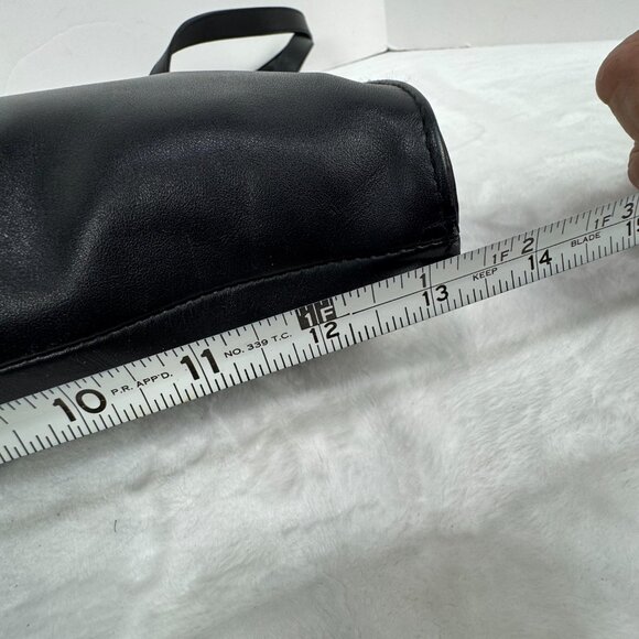 Apostrophe 13.5" Black Purse Structured Genuine Leather Gun Black Hardware Chic - Picture 8 of 16